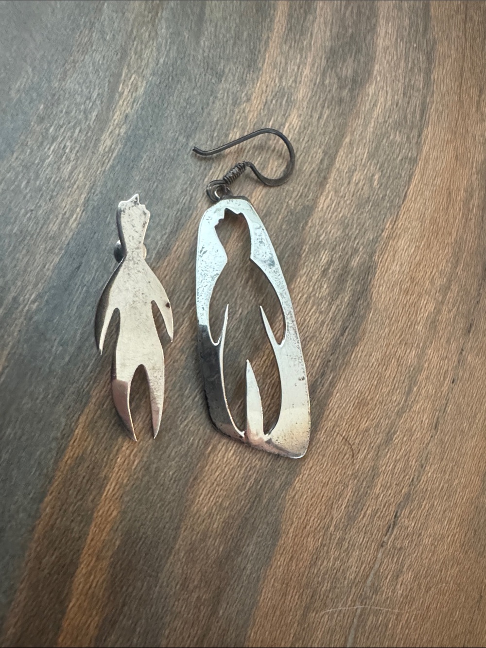 Sterling Silver womenโs Cutout Figure Earrings - Silver cookie cutter design
